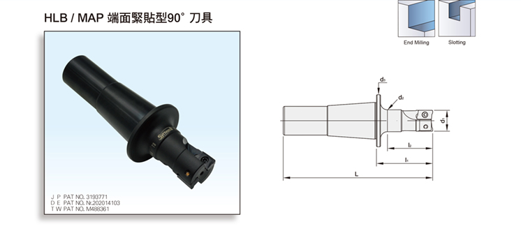 HLB/MAP FACE CONTACT TYPE 90° END MILL CUTTER HLB/MAP FACE CONTACT TYPE 90° END MILL CUTTER